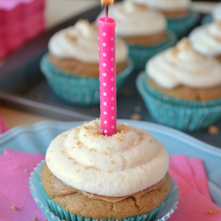 Peanut Butter Cupcakes with Banana Buttercream Frosting