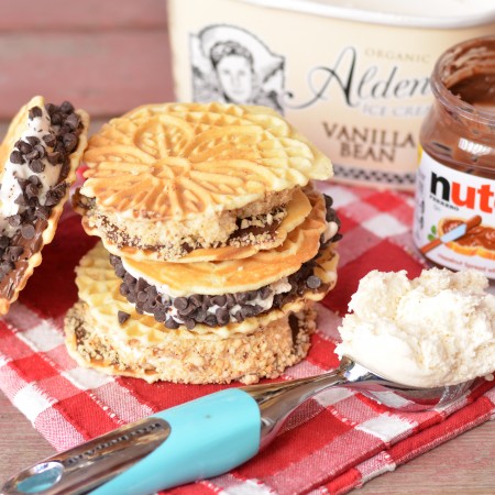 Pizzelle Nutella Ice Cream Sandwiches