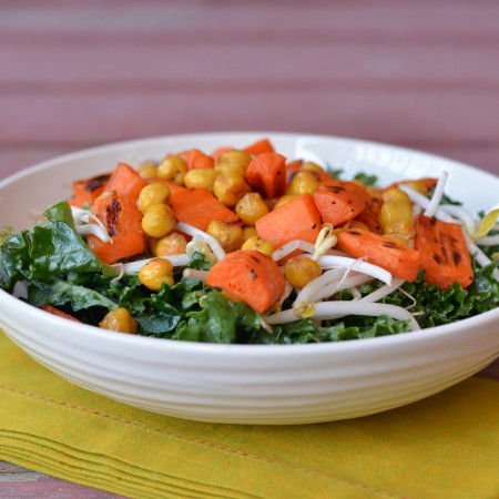 Roasted Carrot and Chickpea Salad with Miso Ginger Dressing