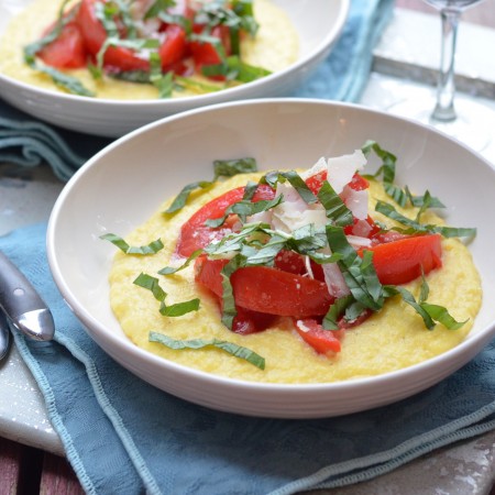 Fresh Corn Polenta with Tomatoes and Basil