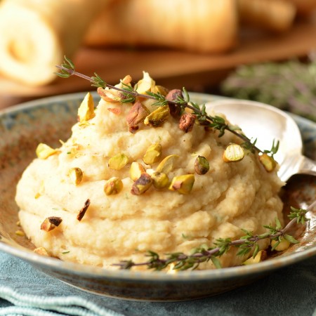 Browned Butter Mashed Parsnips with Coriander and Thyme