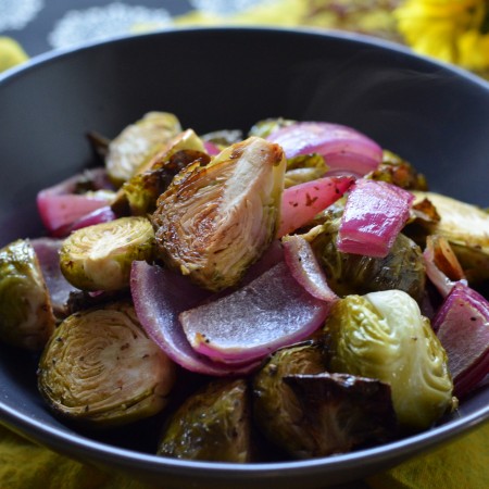 Sherry-Dijon Roasted Brussels Sprouts and Onions