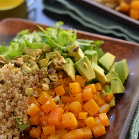 Roasted Butternut Squash Chopped Salad with Honey-Lime Dressing