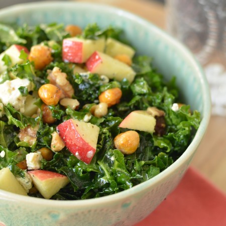 Kale Salad with Roasted Chickpeas and Miso Vinaigrette