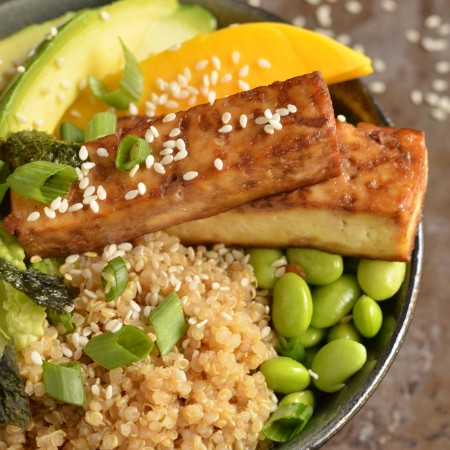 Quinoa Sushi Bowl with Baked Tofu